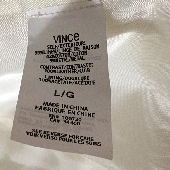 VINCE Womens Moto Vest Small Linen Blend Leather - Picture 4 of 5